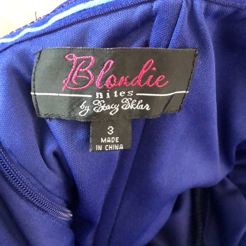 Blonde Nites Royal Blue Strapless Dress Size 3 - Picture 5 of 5